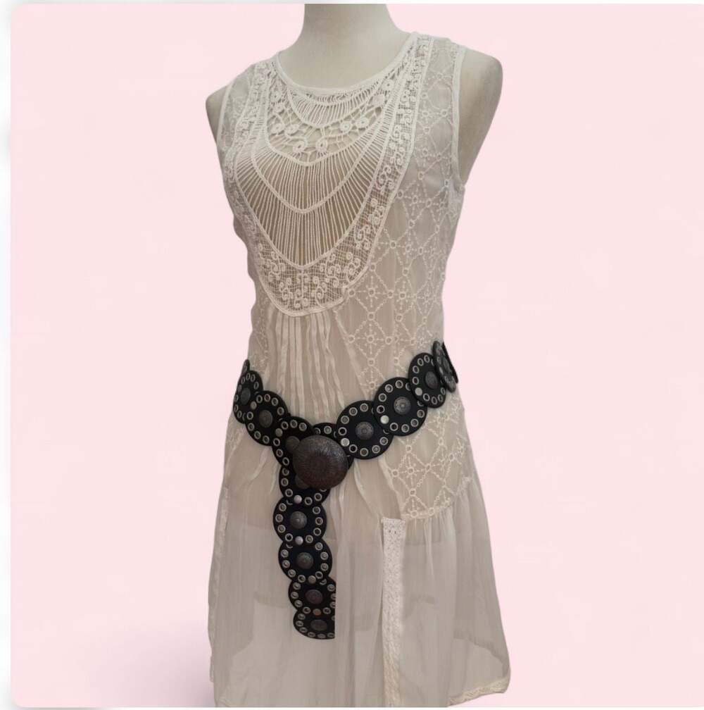 Coachella Atmosphere White Lace and Crochet Sleeveless Mini Dress